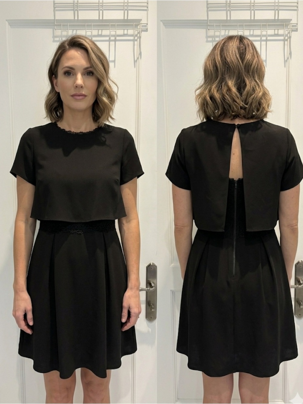 SOPRANO Black Overlay Mini Dress Lace Waist Detail | LBD Event Party ⭐️